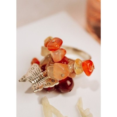 925 Sterling Silver Agate Designer'S Ring Size 6.5