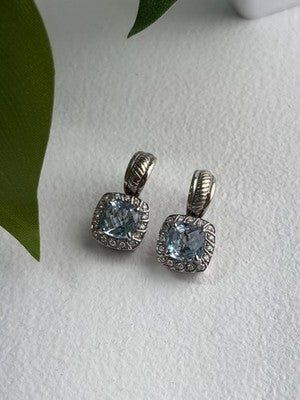925 Sterling Silver Blue & White Topaz Earrings