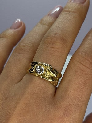 18K YELLOW GOLD DIAMOND 0.60 CARATS RING SIZE 7.5