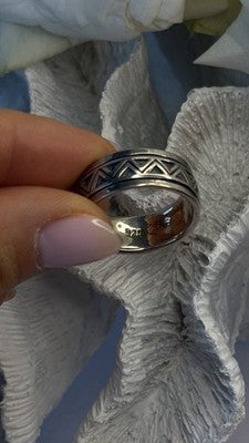 Spinner Wide Band Geometric Unisex 925 Sterling Silver Ring Size 11.5
