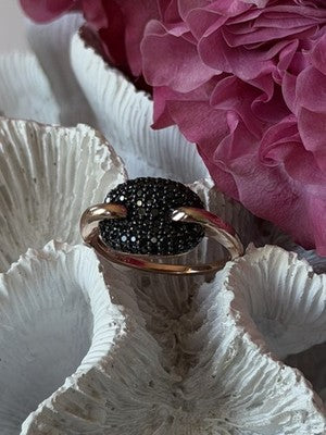 925 Sterling Silver Gold Plated Black Spinel Ring Size 9