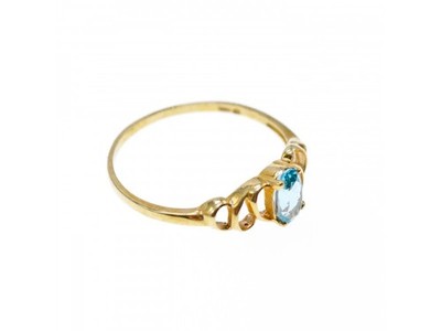 10K Yellow Gold Blue Spinel Ring Size 8