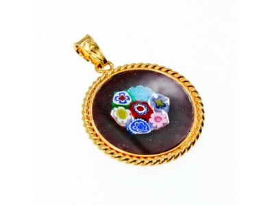 925 Sterling Silver Gold Plated Enamel Pendant