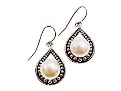 Vintage 925 Sterling Silver Pearls Earrings