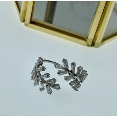 925 Sterling Silver CZ "Foliage" Ring Size 6.5 (Adjustable)