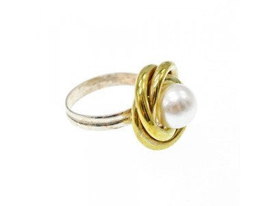 925 Sterling Silver Gold Plated Imitation Pearls Set