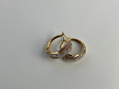 925 Sterling Silver Gold Plated Multicolor CZ Hoop Earrings