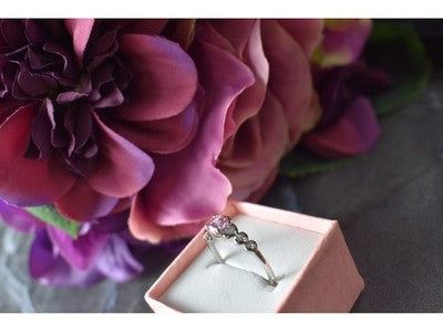 925 Sterling Silver Pink CZ Ring Size 6.5