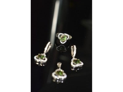 925 Sterling Silver Alpanite & CZ Jewelry SET Turkey