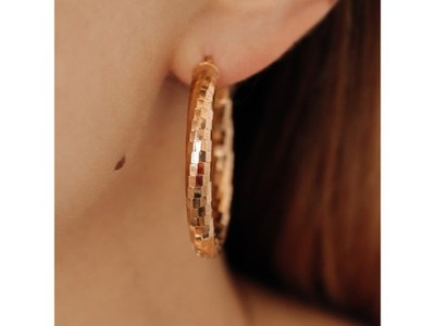 925 Sterling Silver Gold Plated Hoop Earrings Italy