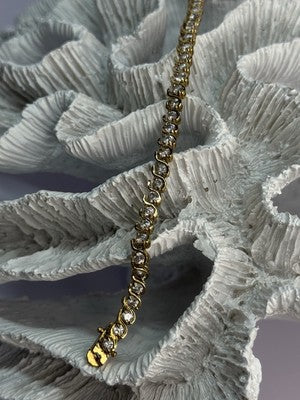 925 Sterling Silver Gold Plated CZ Bracelet Length 7 Inch
