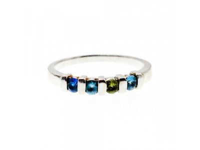 925 Sterling Silver Topaz, Peridot & Spinel Ring Size 9