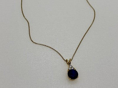 925 Sterling Silver Gold Plated Spinel & CZ Chain With Pendant