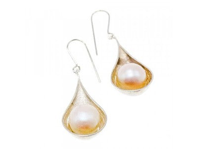 925 Sterling Silver Pearls Earrings Italy