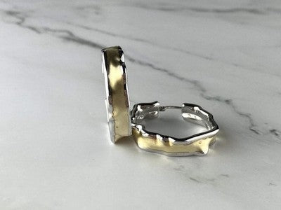 925 Sterling Silver Gold Plated Original Design Earrings Italy