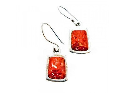 Vintage 925 Sterling Silver Red Jasper Earrings