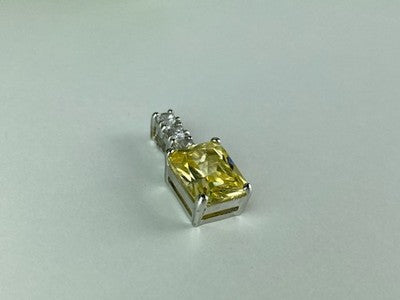 925 Sterling Silver Yellow & White CZ Pendant