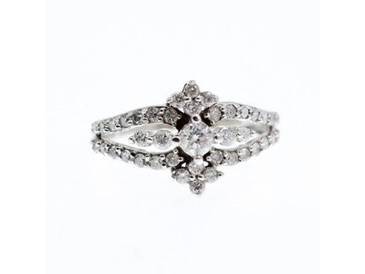 14K White Gold Diamonds Ring Size 6.5
