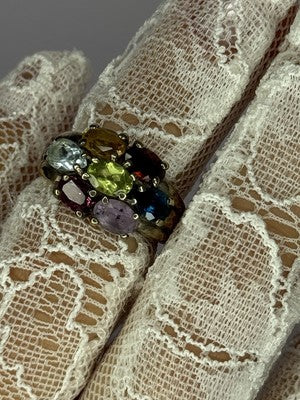 925 Sterling Silver Multicolor Spinel Ring Size 6