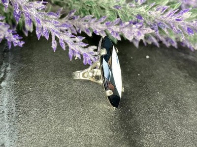 925 Sterling Silver Hematite Ring Size 5.5