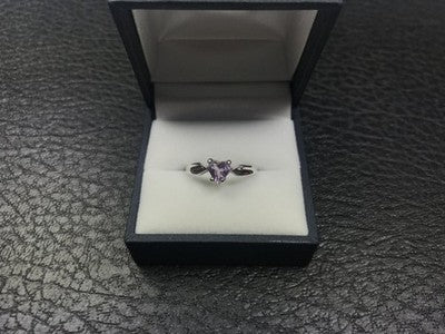 925 Sterling Silver Amethyst "Heart" Ring Size 8.5