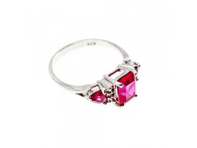 925 Sterling Silver Pink Topaz Ring Size 7