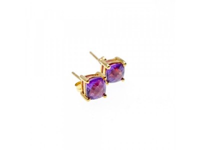 10K Yellow Gold Amethyst Earrings