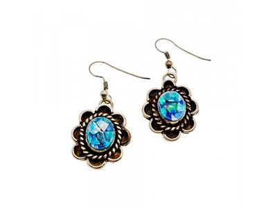 Vintage 925 Sterling Silver Mosaic Opal Earrings