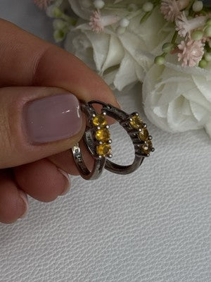 925 Sterling Silver Citrine Earrings Length 0.80 Inch