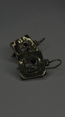 Vintage Israel Silpada 925 Sterling Silver Garnet Earrings