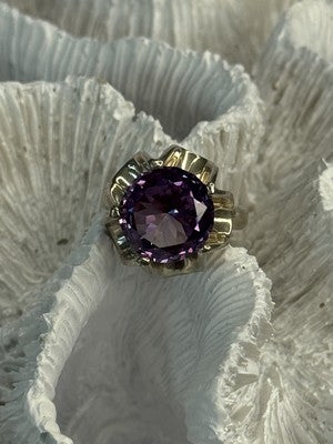 925 Sterling Silver Amethyst Ring Size 6.5