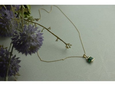 10K Yellow Gold Emerald & Diamonds Chain With Pendant