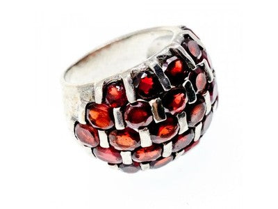 925 Sterling Silver Garnet Ring Size 8