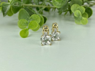 925 Sterling Silver Gold Plated White Tourmaline (Achroite) Earrings