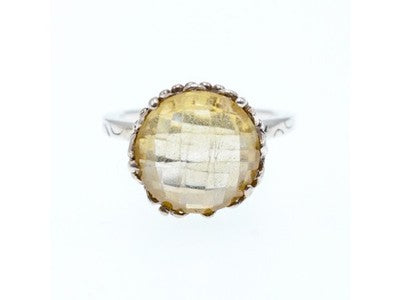 Vintage 925 Sterling Silver Yellow Tourmaline Ring Size 7
