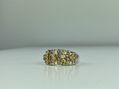 925 Sterling Silver Citrine & Quartz Ring Size 8.5