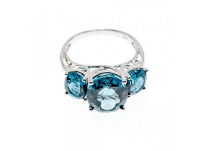 925 Sterling Silver Aquamarine Ring Size 9