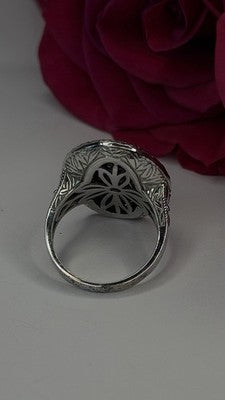 Elegant 925 Sterling Silver Spinel Stones Ring Size 8