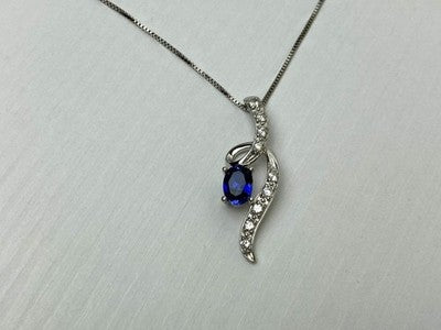 925 Sterling Silver London Blue & White Topaz Chain With Pendant