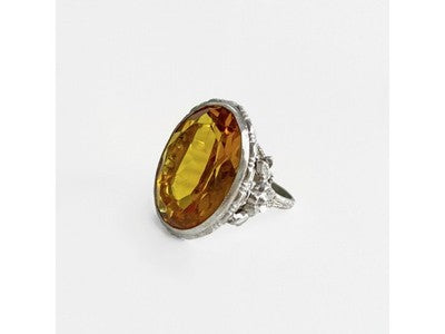 925 Sterling Silver Jewelry Glass Ring Size 6.5