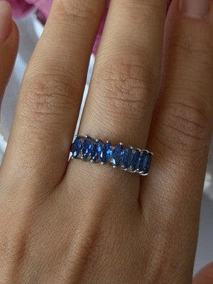 925 Sterling Silver Sapphire Ring Size 8