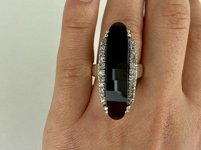 925 Sterling Silver Nephrite & Quartz Ring Size 8