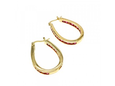 925 Sterling Silver Gold Plated Pink Spinel Earrings