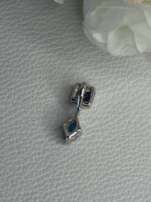 925 Sterling Silver Blue Topaz Pendant Length 0.70 Inch