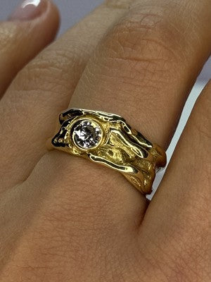 18K YELLOW GOLD DIAMOND 0.60 CARATS RING SIZE 7.5