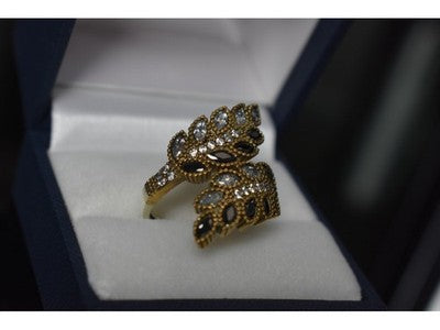 925 Sterling Silver with Gilding Alpanite & CZ Ring Size 9
