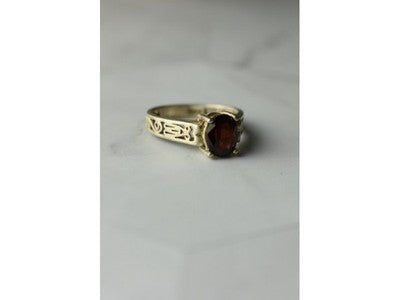 Vintage 925 Sterling Silver Spessartine Ring Size 9