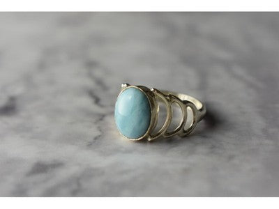 925 Sterling Silver Larimar Ring Size 7