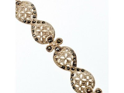 925 Sterling Silver Marcasites Openwork Bracelet Size 7 IN