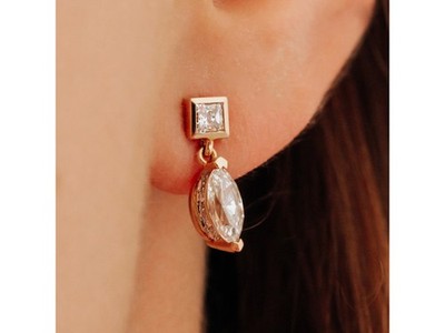14K Yellow Gold CZ Earrings